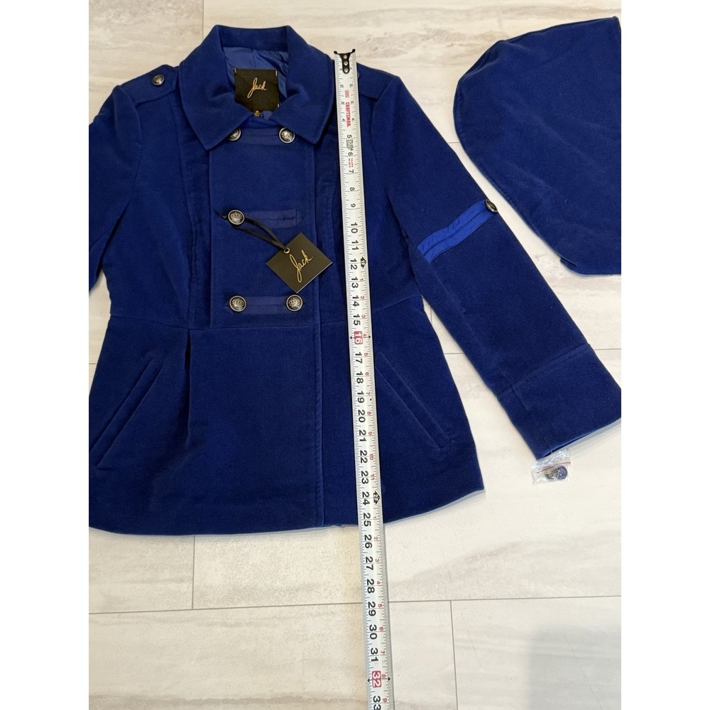 Rare! Jack London Royal Blue Double Breasted Velvet Pea Coat Jacket Size M NWT - Picture 11 of 12